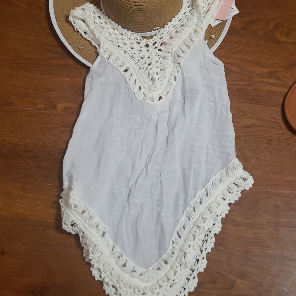 Crochet Bohemian White Swimsuit Coverup